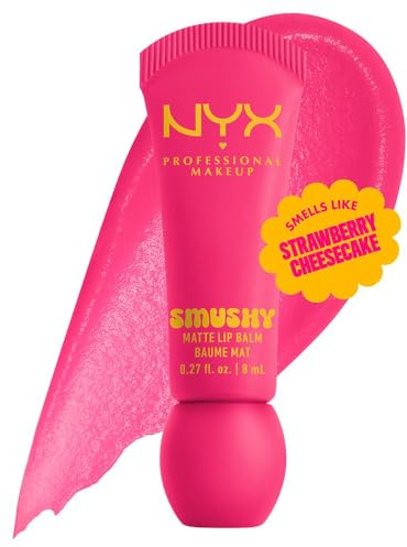 NYX Professional Makeup, Smushy Matte Lip Balm con Aplicador Suave, Bálsamo Labial Mate con Acabado Difuso, Ceramidas de Azúcar y Polvo de Arroz Mochi, Fórmula Vegana, Sweet Smack