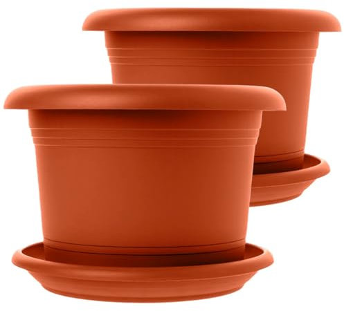 Sustania Set di 2 vasi per piante di alta qualità in terracotta: vaso di qualità da 50 cm, produzione tedesca per qualsiasi condizione atmosferica