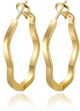 RANKEEF 3 Mm Creolen Silber 14K Vergoldete Ohrringe Groß Goldene Creolen, Hypoallergene, 925 Sterling Silber Post Groß Silber Ohrringe 30/40/50/60 MM