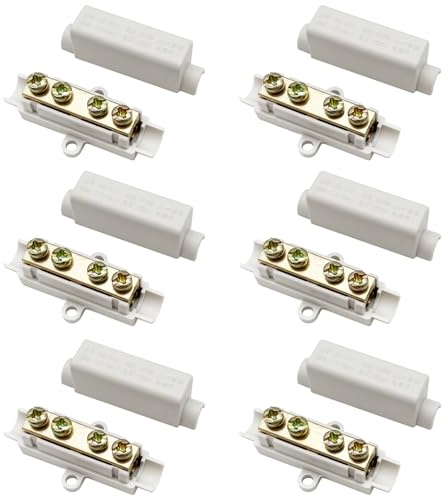 Giantdeer 6PCS Connecteur de Fil en Laiton,Bloc de Jonction 100A 1000V, Bloc de Jonction pour Câble 2.5-16mm², Bornes de Raccordement Boîtier ABS, pour les Installations Domestiques et Industrielles