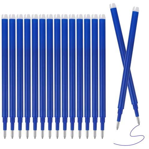 16 Pack löschbare Pen Nachfüllungen, 0.7mm Radierbare Blau Stifte Minen | Radierbare Ersatzminen, Stift Ersetzen Nachfüllminen, Glattes Schreiben, Blau Kugelschreibermine für Büro Schule