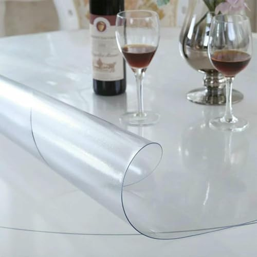 Tovaglia impermeabile in PVC con bordo smussato, pellicola protettiva trasparente per pavimenti in legno e tavoli in legno, protezione durevole per tavolo