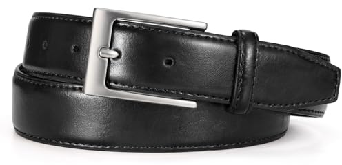 JASGOOD Ceinture Homme Cuir Ceinture Pantalon Homme Réglable pour Costume Jean Travail avec Boucle Classique Largeur 33mm,Noir,110cm