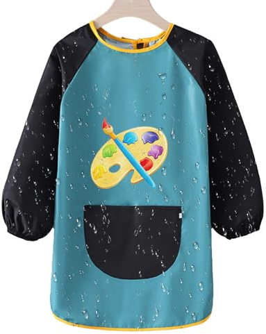 Générique Graffiti Tablier de Peinture pour Enfant 7-12 ans Garçons Filles, Imperméable Peinture Enfant pour Manche Longue avec Poche, Les activités Scolaires 7-12 Ans