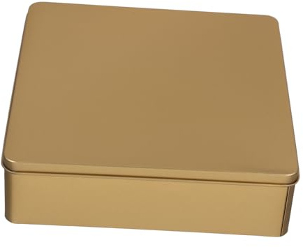 UKCOCO Caja Metálica Para Galletas Tamaño Extra Grande Tapa, Lata De Hojalata Dorada, Almacenamiento Para Dulces y Snacks, Adecuado Para Regalar y Uso Doméstico