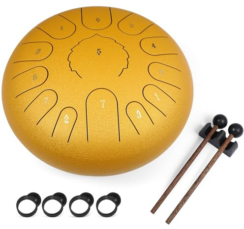 POPETPOP Stahltrommel mit Tönen Tragbare Handtrommel aus Kohlenstoffstahl Inklusive Schlägel Tasche und Fingertrommel Musikinstrument für Erwachsene