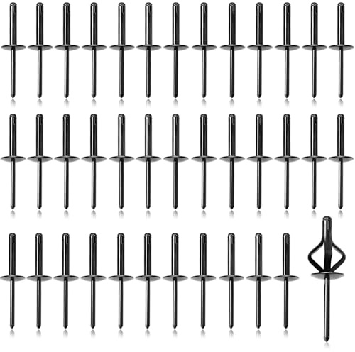 70 Stück Aluminium Blindnieten Set mit Großkopf, 4,8x25mm Popnieten Sortiment Spreiznieten Alu Nieten für Industrie Bau Metall Automobil Möbel (Schwarz)
