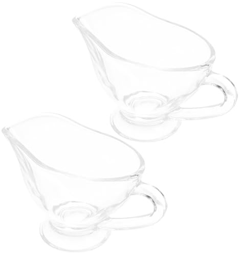 WATIIFUFU 2 pièces Lot de Saucières Verre Transparent avec Anse Récipient Sauce Léger et Facile à Nettoyer pour Maison Restaurant et Buffet