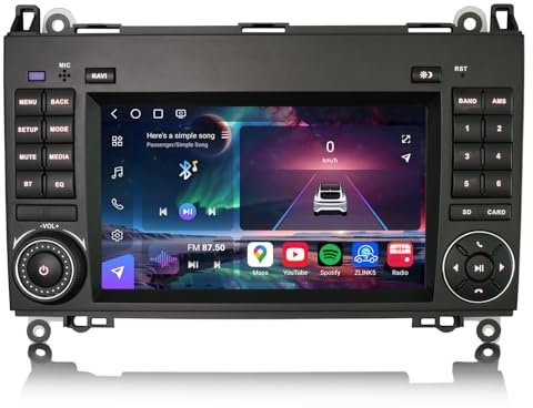 Qualcomm 8-Kern 8GB+128GB Android 16 2Din Autoradio Bluetooth für Mercedes A-Klasse W169 B-Klasse W245 Vito Viano Sprinter VW Crafter, 7 IPS Touchscreen Drahtlos CarPlay Android Auto DAB+WiFi Canbus
