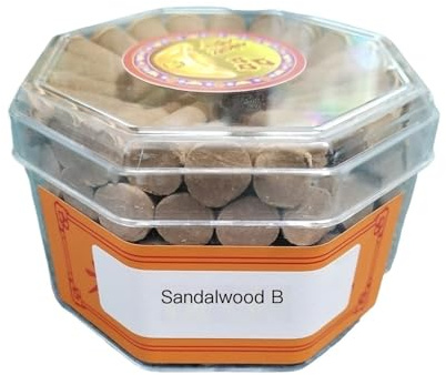 Sandalwood Cone Incense Towers, 100 Capsules in Octagonal Box for and Relaxation(Sandalwood-B)