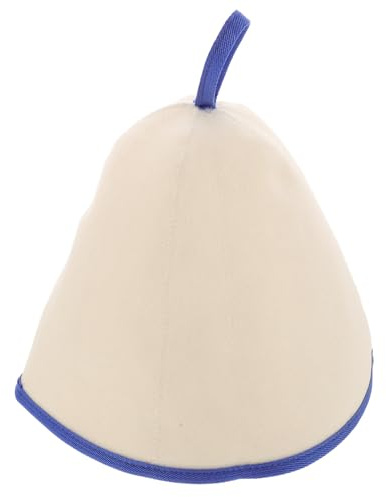 Yardenfun Saunahut Filzsaunakappe aus Dickem Wollfilz Weiß mit Blauem Rand Unisex Hitzeschutz für Russische Sauna Schweißförderndes Saunazubehör