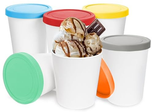6er-Set Mini-Eiscreme-Gefrierbehälter mit Silikondeckel, 250ml Wiederverwendbare Eis Behälter Gefrierdosen, Aufbewahrungsbehälter, Eisbehälter für Selbstgemachtes Eis,Eisbehälter Für Eiscreme, Joghur