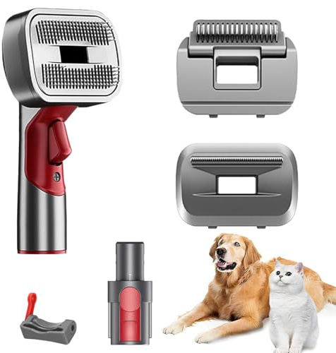 3-in-1 Tierhaarbürste Für Hunde Und Katzen, Kompatibel Mit Dyson V7 V15 | Entfernt Lose Haare Direkt Beim Bürsten, Hautschonend Mit Selbstreinigungsfunktion