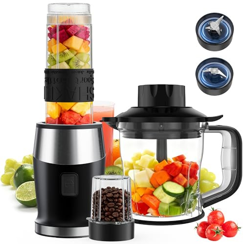 Mixer, 700W Smoothie Maker, Standmixer & Mixer Smoothie Maker, Multifunktion Smoothiemaker/Fleisch Zerkleinerer/Ice Crusher/Kaffeemühle mit 570ml Sport-Flasche BPA frei Tritan