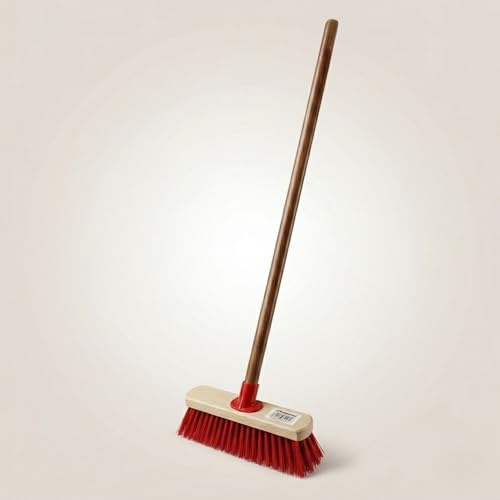 Heavy-Duty Indoor/Outdoor Broom | Smart Sweep Tech for Tile, Hardwood & Patios | Ultra-Durable Red Bristles, Lightweight Design | Perfect For Home, Garden, & Patio Use