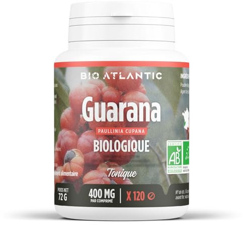 Guarana Bio - Paullinia cupana - ÉNERGIE, FATIGUE MENTALE - Caféine naturelle - 400 mg - 120 Comprimés