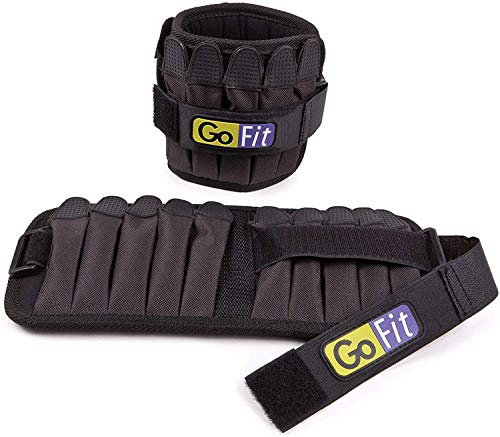 Padded, Adjustable Ankle Weight Set – Comfortable GoFit Training and Rehabilitation Gear, Black, 2.5lbs each/ 5lb pair
