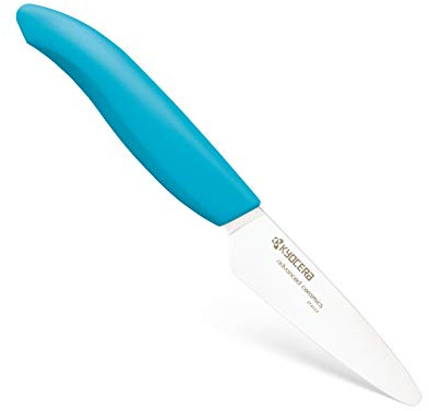 Kyocera Advanced Ceramic Revolution Series 3-inch Paring Knife, Blue Handle, White Blade, Pack of 1