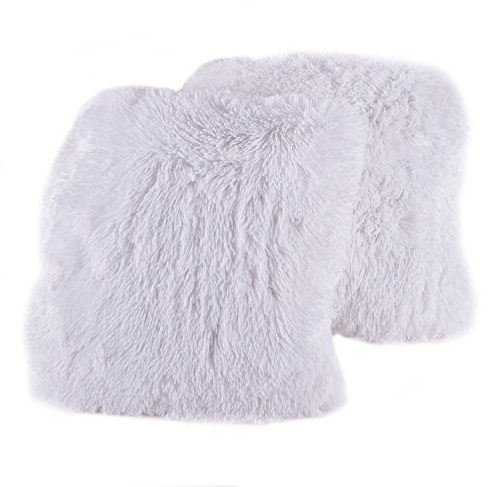 Sweet Home Collection Plush Pillow Faux Fur Soft and Comfy Throw Pillow (2 Pack), White