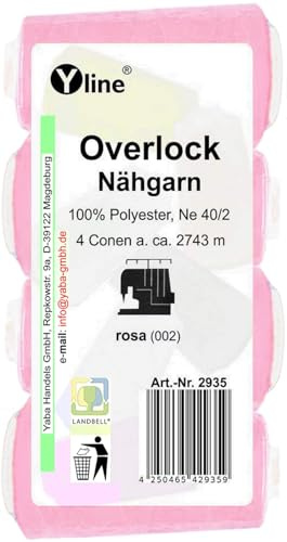 4 bobine di filo per cucire Overlock, rosa, a 2743 m, NE 40/2, 100% poliestere, filo per macchina da cucire, filo per macchina da cucire, (0,01 €/10 m), 2935