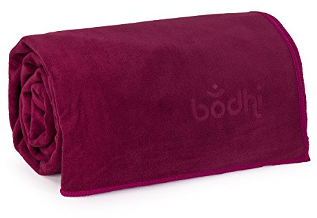 Bodhi Yogatuch NO Sweat Towel L, großes Yoga Handtuch, extra saugfähig und schnell trocknend, auch als Yogamatten-Auflage, 185 x 68cm, z. B. für Hot Yoga (aubergine)
