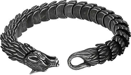 FILANGO Chirurgenstahl Armband WOLF Ringverschluss Herren Damen Schmuck grau silberfarben