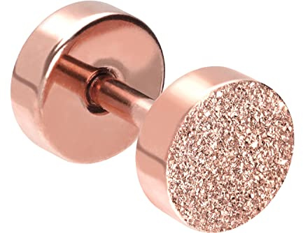 PIERCINGLINE kirurgisk stål Fake Plug kontakt | Diamond RUND | Piercing Ear Tube tunnel | Färg- och storleksval, 6 mm, colore: Roségoldfarben, cod. SLX981-RO-6