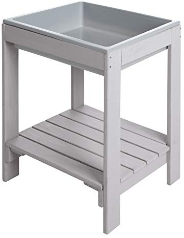 roba Kinder Outdoor+ Spieltisch 'Tiny', wetterfester Massivholz Sand- & Matschtisch, grau lasiert