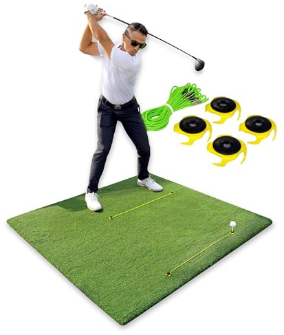 Tee klo golf tehållare, golfmatta t-shirt, golfjusteringssträng, baseball smidighetsträning för inomhus och utomhus, tillverkad i USA (4-pack svart/gul)