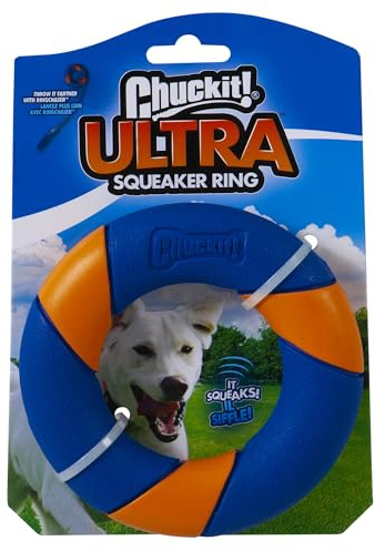 Chuckit! - Ultra Squeaker Ring - Giocattolo da inseguire per Cani - Robusto Anello masticabile - Giocattolo Squeaker per Cani - Compatibile con Ring Chaser - Taglia Unica