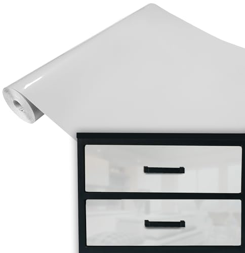 DecoMeister Selbstklebende Möbelfolie 45x100 cm - Klebefolie Möbel in matt und glänzend - Küchenfolie für Tische und Regale - Folie für Möbel einfach zuzuschneiden - wasserfest - Hellgrau Glanz