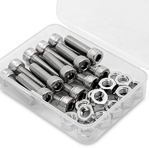 M8*30mm 15 Stück Innensechskantschraube und Mutter Kombinationsbox 18-8 Edelstahl Zylinderschrauben mit Innensechskant