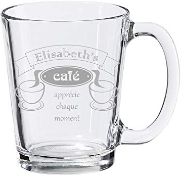 Tasse à café, tasse en verre transparent, personnalisé avec gravure - standard 300ml