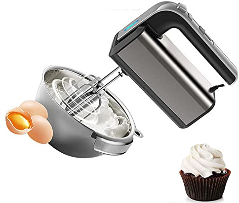 Lihuzmd Batidora de Mano Batidora eléctrica, espumador de Leche de Alta Potencia de 500 W con 2 batidores de Acero Inoxidable, 2 Ganchos de Masa, batidora de Cocina de 5 velocidades