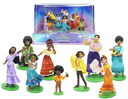 Disney Store set di statuine deluxe ufficiali di Encanto, Encanto, 9 pezzi, figurine dettagliate di Mirabel, Dolores, Camilo, Bruno, Antonio, Luisa, Isabela, Julieta e Pepa, dai 3 anni in su