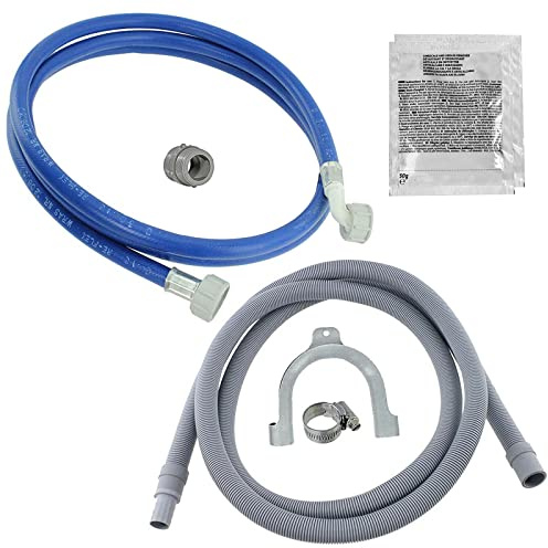 SPARES2GO Universal Washing Machine Water Fill Pipe & Drain Hose Extension Kit (2.5m) + 2 x Limescale Descalers