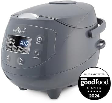 Yum Asia Panda Mini Rice Cooker With Ninja Ceramic Bowl and Advanced Fuzzy Logic (3.5 cup, 0.63 litre) 4 Rice Cooking Functions, 4 Multicooker functions, Digital LED display - 120V