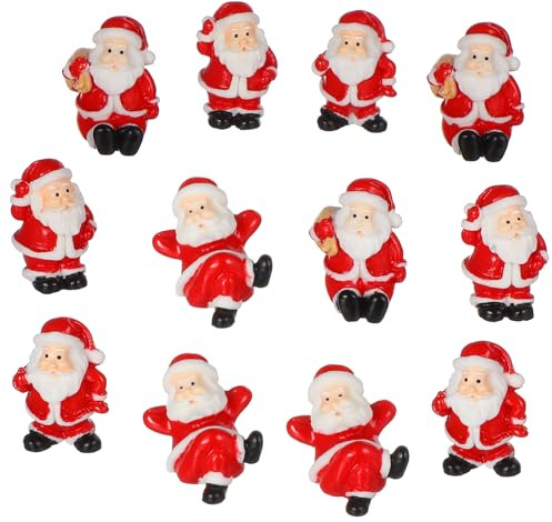 DOITOOL 12 Mini Santa Claus Ornaments, Miniature Christmas Ornaments, Resin Santa Claus Figurines Christmas Decoration for Dollhouse Party Garden Xmas Decor