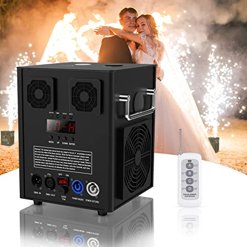530W Pyrotechnikmaschinen,DMX Bühneneffekt Funkenmaschine mit Fernbedienung, kalte Funken Effekt Maschine für Hochzeit, Bar, Hochzeit, Halloween, Weihnachten, Party,Festival