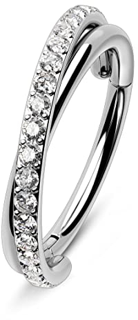 Melighting 16G G23 Titan Helix Ohrring Scharnier Segment Ring Knorpel Creolen 6/8/10mm zweireihig Helix Piercing Schmuck Glänzend CZ Conch Ring Septum Ringe Tragus Daith Ohrringe