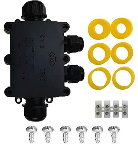IP68 Waterproof Junction Box, 4-Way Outdoor Electrical Cable Connectors PG9 Gland External Cable Connector Wire Connector for Ø 4mm -15mm Diameter Cable