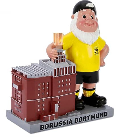 Borussia Dortmund BVB Gartenzwerg U-Turm mit LED - Inkl. Batterien 3 x LR41-22 x 9,5 x 24,3cm, Plyresin, Kunststoff, Metall, Mehrfarbig