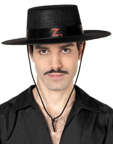 Maskworld Chapeau Zorro - Accessoire de costume du vengeur noir pour carnaval, Halloween et fête à thème
