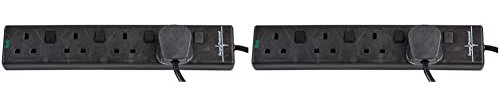 PRO ELEC PELB1931 Individually Switched Surge Protected Extension Lead Black, 2m (Pack of 2)