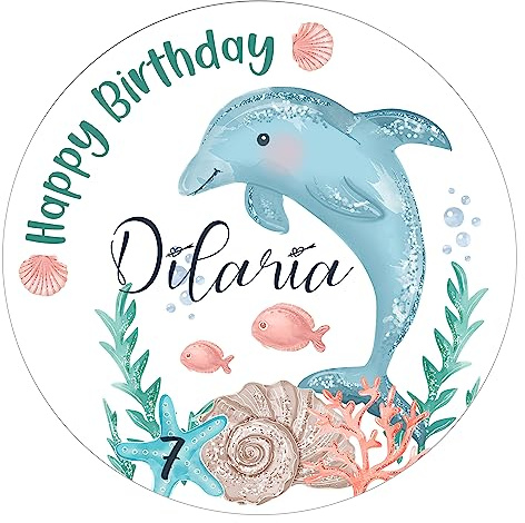 Tortenaufleger Muffinaufleger Taufe Geburtstag Meerestiere Delphin personalisiert mit Wunschtext - Fondant Oblate Dekorpapier