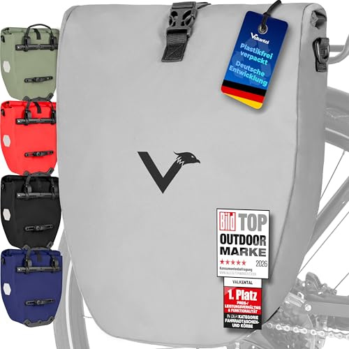 Valkental Gepäckträgertasche, Wasserdicht & Abschließbar | Abschließbar für Diebstahlschutz, große Reflektoren für Sichtbarkeit, bombenfester Sitz, mehrfach ausgezeichnet, langlebig