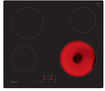 NEFF N50 T16NBE1L Electric Hob, 60cm wide, 4 burners, Touch Control, Black, Integrated