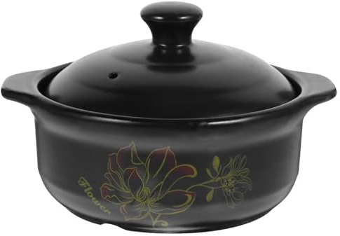 Hitzebeständiger Keramik Schmortopf 1100ml Schwarz mit Deckel