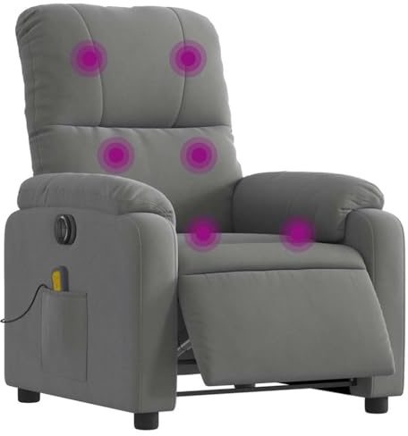 vidaXL Elektrisk massagefåtölj mörkgrå mikrofibertyg, massagerande fåtölj, massage fåtölj, lutande fåtölj, massagefåtöljer, massagerande fåtöljer