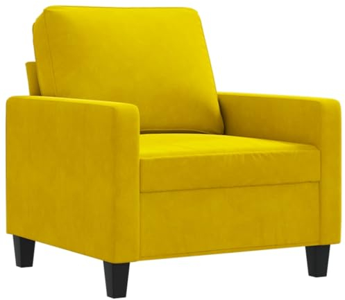 vidaXL Sessel, Sofa Relaxsessel mit gepolstertem Sitz Armlehnen, Fernsehsessel Loungesessel mit Metallgestell, Polstersessel Ruhesessel, Gelb Samt